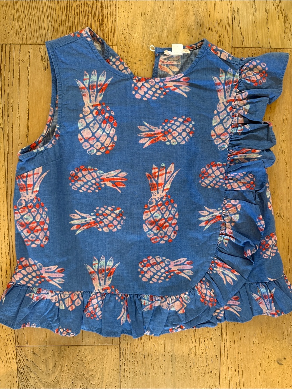 Crewcuts Blue Pineapple Ruffle Tank